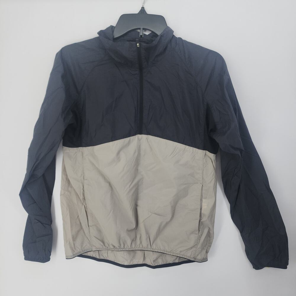 UNIQLO Color Block Full Zip Windbreaker Jacket Navy Beige XS
